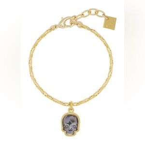 Vidda Huma bracelet 24K gold plated chain w/gray Austrian crystal skull-NWT